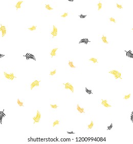 Light Orange vector seamless doodle background with leaves. Doodle illustration of leaves in Origami style with gradient. Template for business cards, websites.