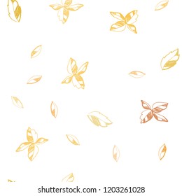 Light Orange vector seamless doodle backdrop with leaves. Shining colored illustration with leaves in doodle style. Pattern for design of window blinds, curtains.