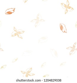 Light Orange vector seamless doodle background with leaves. Brand new colored illustration in blurry style with leaves. Design for textile, fabric, wallpapers.