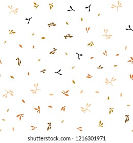Light Orange vector seamless doodle texture with leaves. An elegant bright illustration with leaves in Natural style. Pattern for design of fabric, wallpapers.