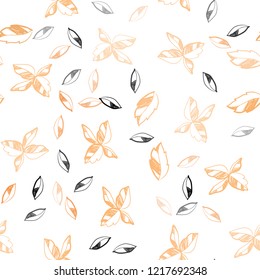 Light Orange vector seamless doodle layout with leaves. Glitter abstract illustration with doodles and leaves. Pattern for design of fabric, wallpapers.