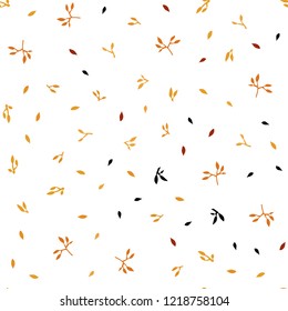 Light Orange vector seamless doodle pattern with leaves. Colorful abstract illustration with leaves in doodle style. Pattern for design of window blinds, curtains.