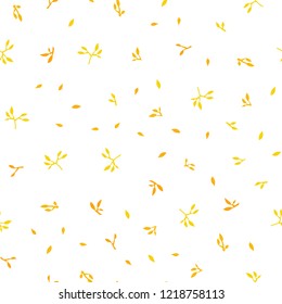 Light Orange vector seamless doodle background with leaves. Brand new colored illustration in blurry style with leaves. Trendy design for wallpaper, fabric makers.