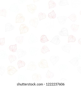 Light Orange vector seamless doodle template with leaves. leaves on blurred abstract background with gradient. Pattern for trendy fabric, wallpapers.