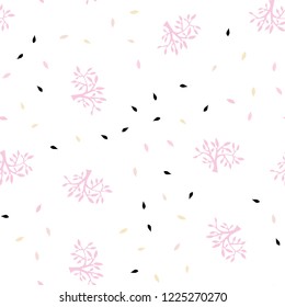 Light Orange vector seamless doodle template with leaves, branches. Colorful illustration in doodle style with leaves, branches. Texture for window blinds, curtains.