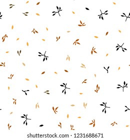 Light Orange vector seamless doodle background with leaves. Decorative illustration with doodles on abstract template. Pattern for design of window blinds, curtains.