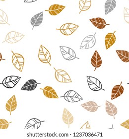 Light Orange vector seamless doodle background with leaves. Colorful illustration in doodle style with leaves. Design for textile, fabric, wallpapers.