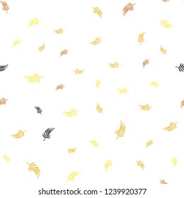 Light Orange vector seamless doodle layout with leaves. leaves on elegant natural pattern with gradient. Pattern for design of window blinds, curtains.