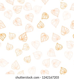 Light Orange vector seamless doodle background with leaves. leaves on blurred abstract background with gradient. Design for textile, fabric, wallpapers.