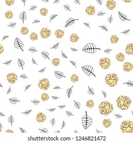Light Orange vector seamless doodle pattern with leaves, flowers. Illustration with doodles on abstract template. Trendy design for wallpaper, fabric makers.