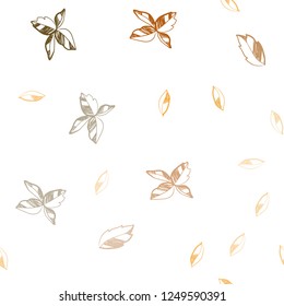 Light Orange vector seamless doodle pattern with leaves. A vague abstract illustration with leaves in doodles style. Pattern for design of window blinds, curtains.