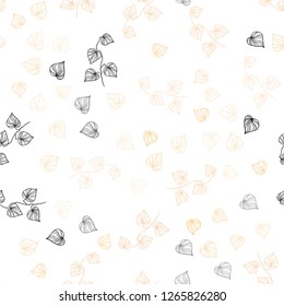 Light Orange vector seamless doodle template with leaves. Modern geometrical abstract illustration with leaves. Trendy design for wallpaper, fabric makers.