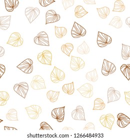 Light Orange vector seamless doodle pattern with leaves. Decorative illustration with doodles on abstract template. Design for textile, fabric, wallpapers.