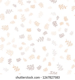 Light Orange vector seamless doodle template with leaves, branches. Shining colored illustration with leaves and branches. Pattern for trendy fabric, wallpapers.