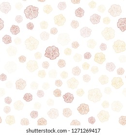 Light Orange vector seamless doodle backdrop with flowers. Colorful illustration with flowers in doodle style. Pattern for design of fabric, wallpapers.