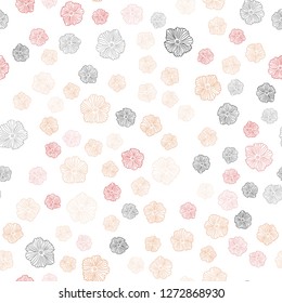 Light Orange vector seamless doodle background with flowers. Brand new colored illustration with flowers. Template for business cards, websites.