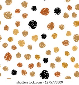Light Orange vector seamless doodle backdrop with leaves. A vague abstract illustration with leaves in doodles style. Pattern for design of fabric, wallpapers.