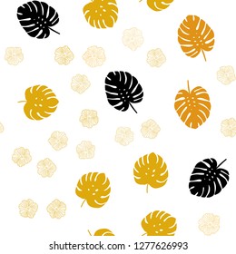 Light Orange vector seamless doodle template with flowers, leaves. Modern abstract illustration with leaves and flowers. Design for wallpaper, fabric makers.
