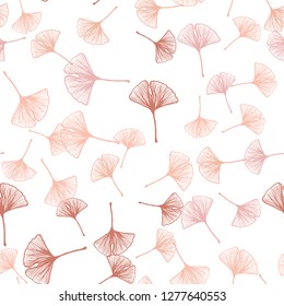 Light Orange vector seamless doodle template with leaves. Blurred decorative design in Indian style with leaves. Design for textile, fabric, wallpapers.
