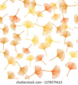 Light Orange vector seamless doodle background with leaves. New colorful illustration in doodle style with leaves. Pattern for design of fabric, wallpapers.
