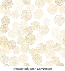 Light Orange vector seamless doodle pattern with flowers. Creative illustration in blurred style with flowers. Template for business cards, websites.