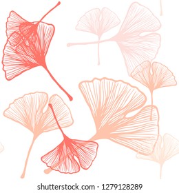 Light Orange vector seamless doodle template with leaves. Doodle illustration of leaves in Origami style with gradient. Template for business cards, websites.