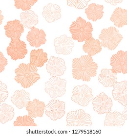 Light Orange vector seamless doodle pattern with flowers. Glitter abstract illustration with flowers. Pattern for design of fabric, wallpapers.