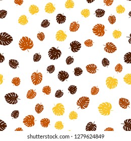 Light Orange vector seamless doodle pattern with leaves. Doodle illustration of leaves in Origami style with gradient. Design for wallpaper, fabric makers.
