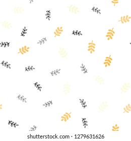 Light Orange vector seamless doodle layout with leaves. Blurred decorative design in Indian style with leaves. Pattern for trendy fabric, wallpapers.