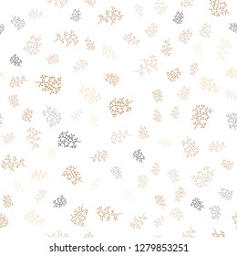 Light Orange vector seamless doodle background with leaves, branches. Doodle illustration of leaves and branches in Origami style. Pattern for trendy fabric, wallpapers.