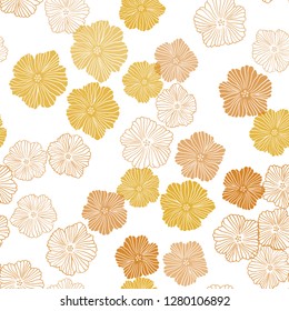 Light Orange vector seamless doodle pattern with flowers. Abstract illustration with flowers in doodles style. Texture for window blinds, curtains.