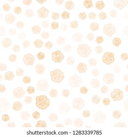 Light Orange vector seamless doodle pattern with flowers. Decorative design of flowers on white background. Texture for window blinds, curtains.