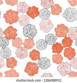 Light Orange vector seamless doodle template with flowers. Doodle illustration of flowers in Origami style. Design for textile, fabric, wallpapers.