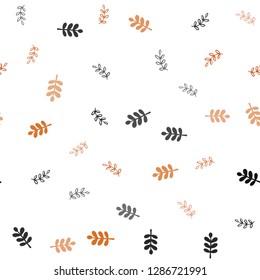 Light Orange vector seamless doodle backdrop with leaves. leaves on elegant natural pattern with gradient. Pattern for trendy fabric, wallpapers.