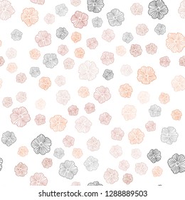 Light Orange vector seamless doodle backdrop with flowers. Doodle illustration of flowers in Origami style. Texture for window blinds, curtains.