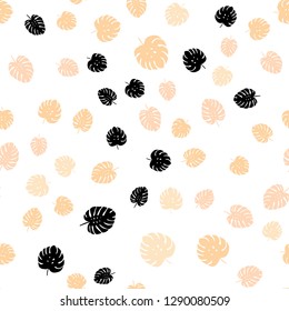 Light Orange vector seamless doodle pattern with leaves. Shining colored illustration with leaves in doodle style. Template for business cards, websites.