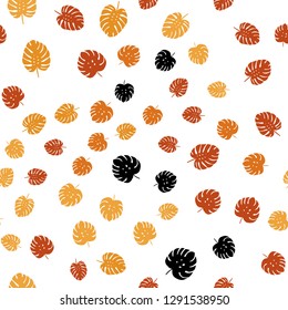 Light Orange vector seamless doodle pattern with leaves. Colorful illustration in doodle style with leaves. Design for wallpaper, fabric makers.