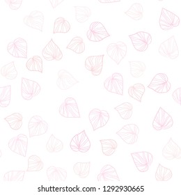 Light Orange vector seamless doodle pattern with leaves. Blurred decorative design in Indian style with leaves. Pattern for design of window blinds, curtains.
