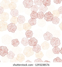 Light Orange vector seamless doodle background with flowers. Doodle illustration of flowers in Origami style. Design for textile, fabric, wallpapers.