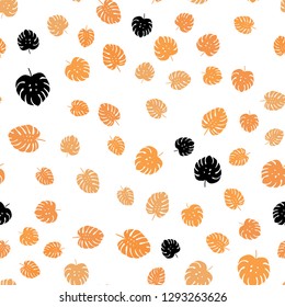 Light Orange vector seamless doodle backdrop with leaves. Sketchy doodles with leaves on blurred background. Design for wallpaper, fabric makers.