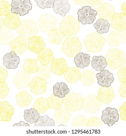 Light Orange vector seamless doodle background with flowers. Shining colored illustration with flowers. Texture for window blinds, curtains.