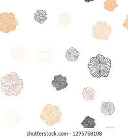 Light Orange vector seamless doodle pattern with flowers. Shining colored illustration with flowers. Template for business cards, websites.