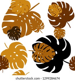 Light Orange vector seamless doodle background with leaves. leaves on elegant natural pattern with gradient. Design for textile, fabric, wallpapers.