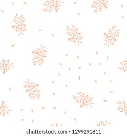 Light Orange vector seamless doodle layout with leaves, branches. Leaves and branches with gradient on white background. Pattern for design of fabric, wallpapers.