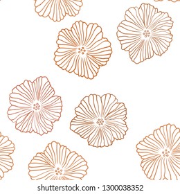 Light Orange vector seamless doodle background with flowers. Flowers with gradient on white background. Texture for window blinds, curtains.