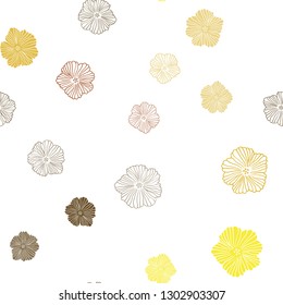 Light Orange vector seamless doodle template with flowers. Colorful illustration in doodle style with flowers. Texture for window blinds, curtains.