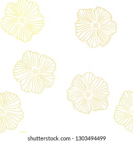 Light Orange vector seamless doodle layout with flowers. Colorful illustration with flowers in doodle style. Design for textile, fabric, wallpapers.