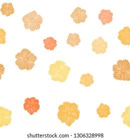 Light Orange vector seamless doodle background with flowers. Brand new colored illustration with flowers. Template for business cards, websites.