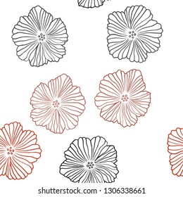 Light Orange vector seamless doodle backdrop with flowers. Glitter abstract illustration with flowers. Design for wallpaper, fabric makers.