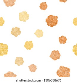 Light Orange vector seamless doodle background with flowers. Glitter abstract illustration with flowers. Template for business cards, websites.